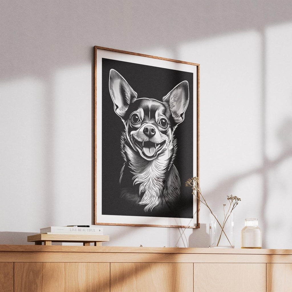 Chihuahua Line Dog Series in Black and White image 5