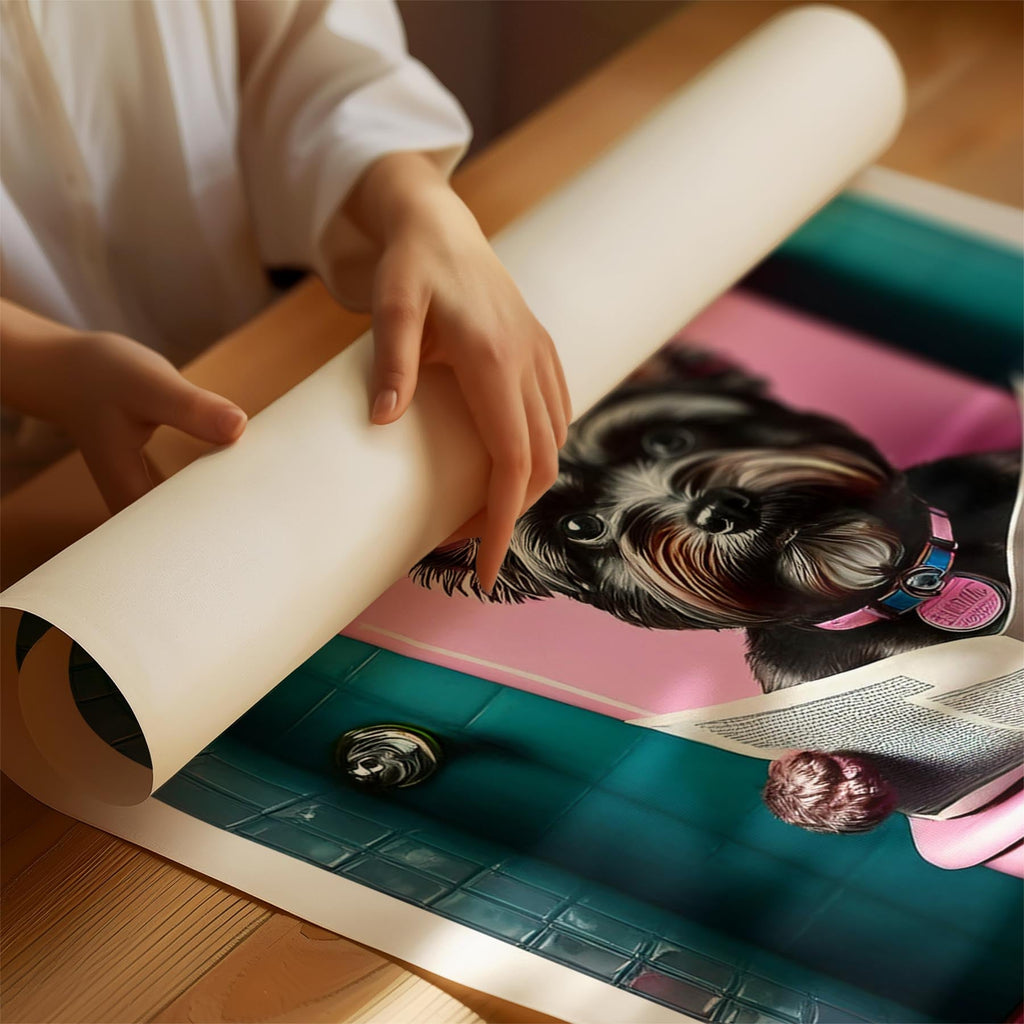 Yorkshire Terrier Toilet Dogs PInk and Turquise ! This kitschy, colourful Yorksh image 9