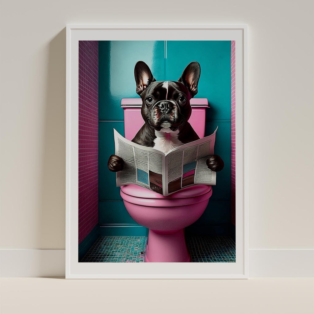 French Bulldog Toilet Dogs PInk and Turquise image 9