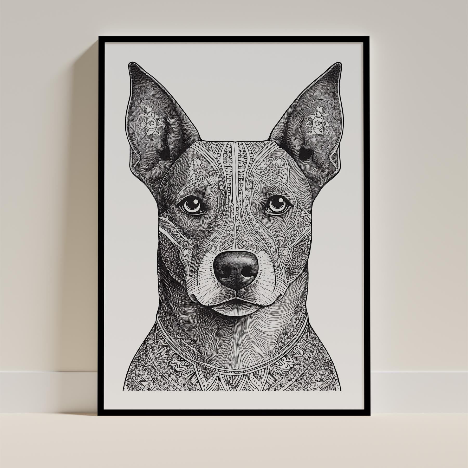 Kelpie Mandala Black and White Dog Series image 0