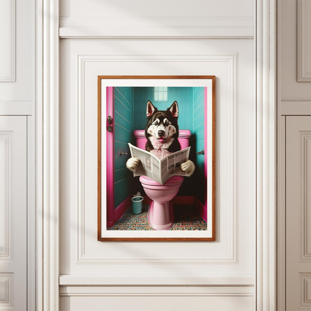 Alaskan Malamute Toilet Dogs PInk and Turquise image 3