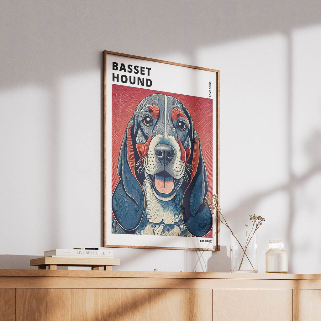 Basset Hound Hokusai Japanese Inspired Dog Series with Text image 5