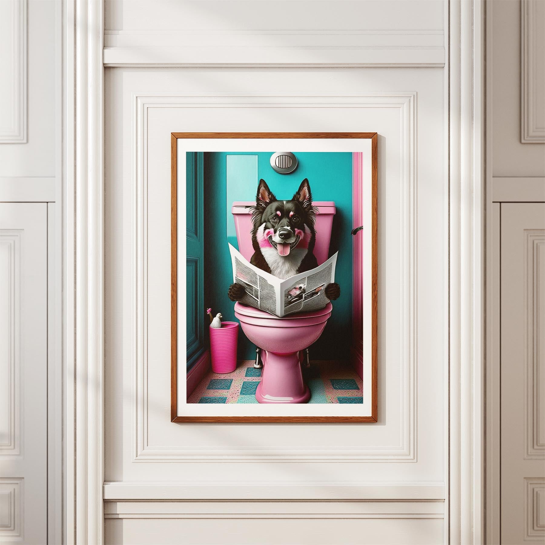 Finnish Lapphund Toilet Dogs PInk and Turquise image 3