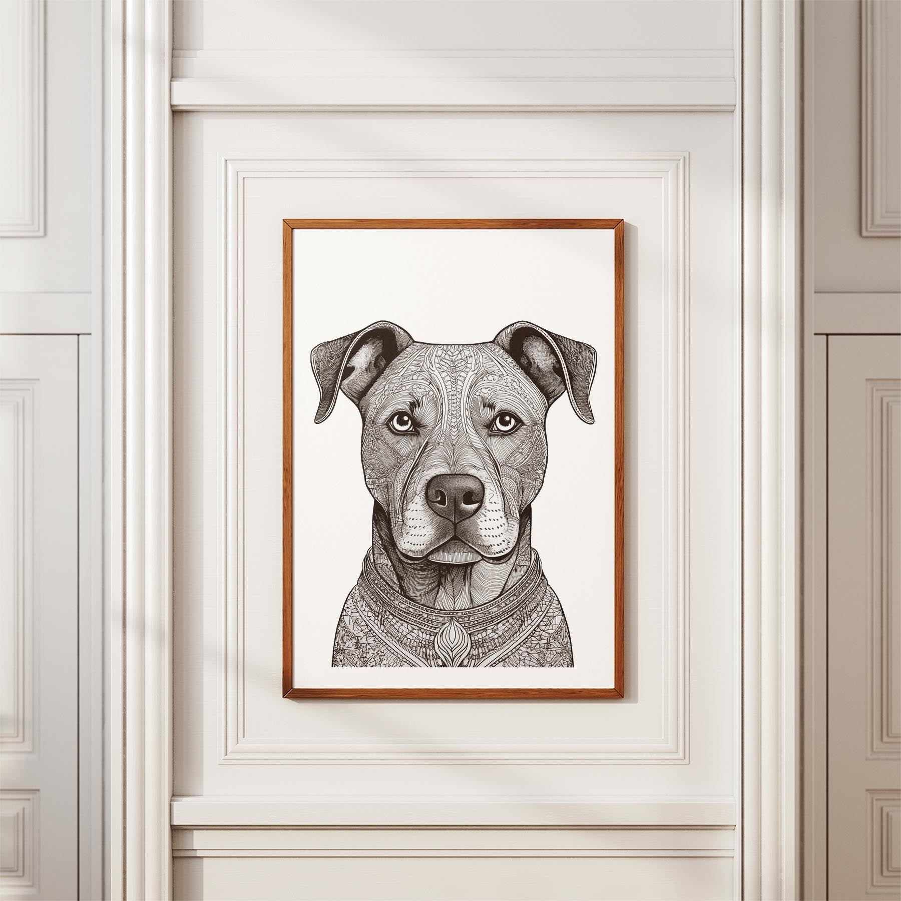 American Pitbull Terrier Mandala Black and White Dog Series image 3
