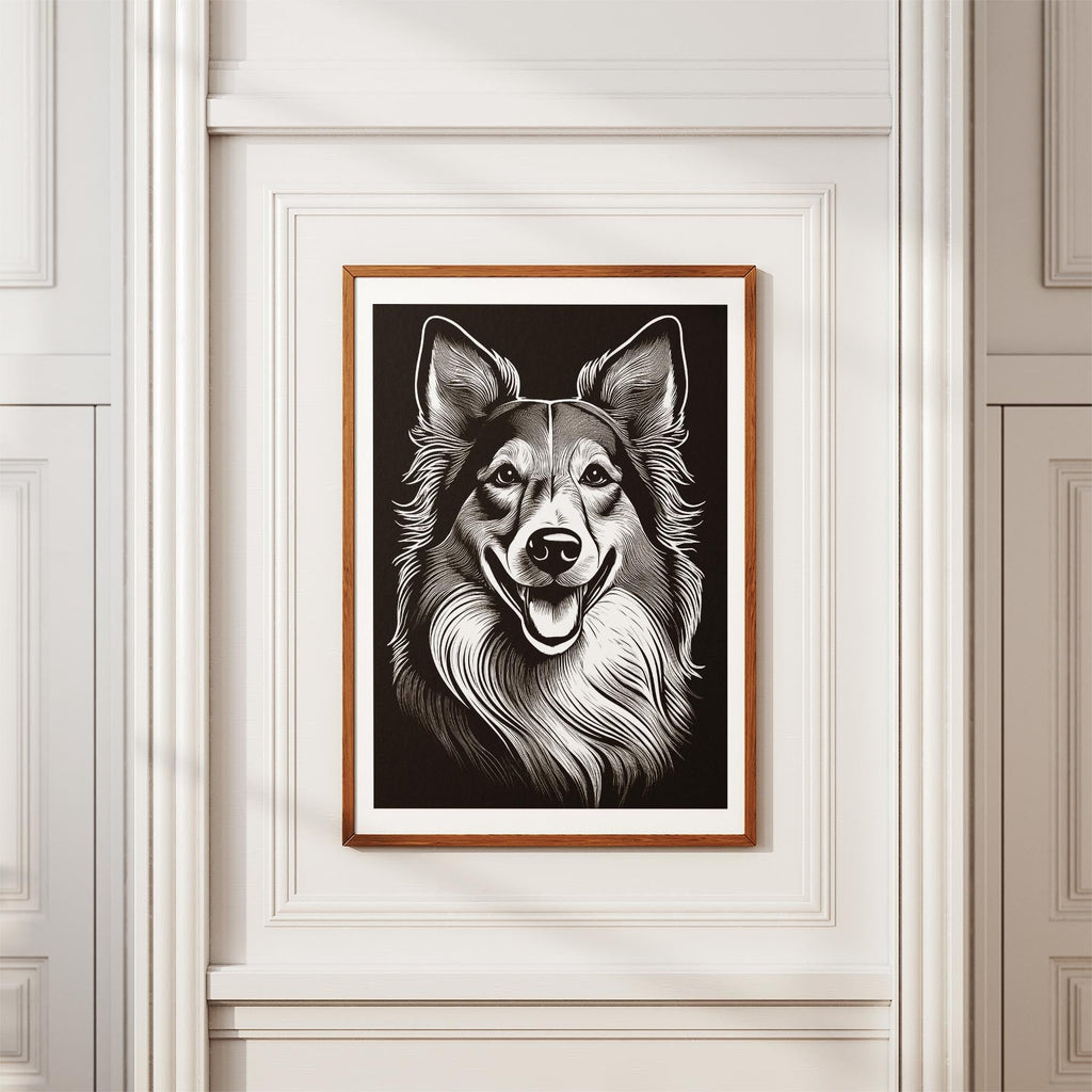 Rough Smooth Collie Line Dog Series in Black and White image 3
