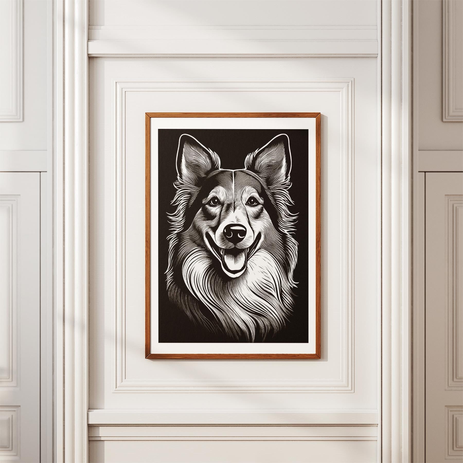 Rough Smooth Collie Line Dog Series in Black and White image 3