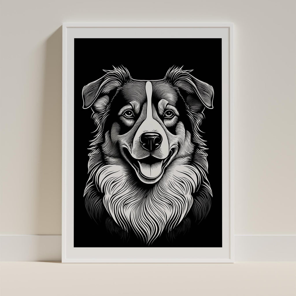 Australian Shepherd Line Dog Series in Black and White image 9
