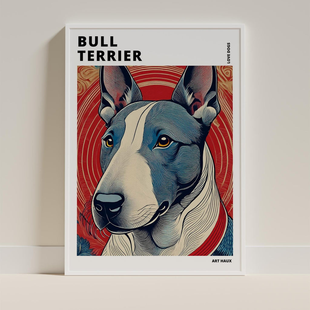 Bull Terrier Hokusai Japanese Inspired Dog Series with Text image 8