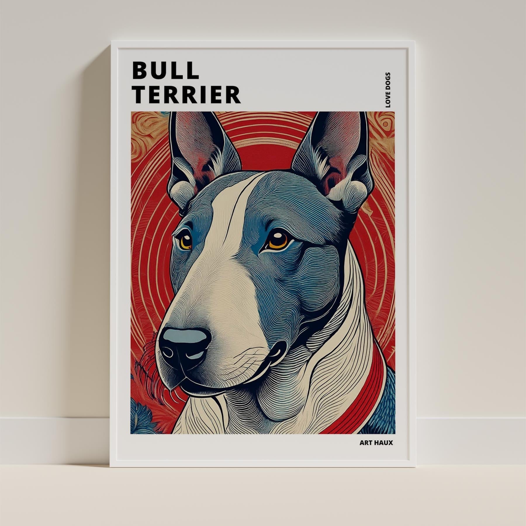 Bull Terrier Hokusai Japanese Inspired Dog Series with Text image 8