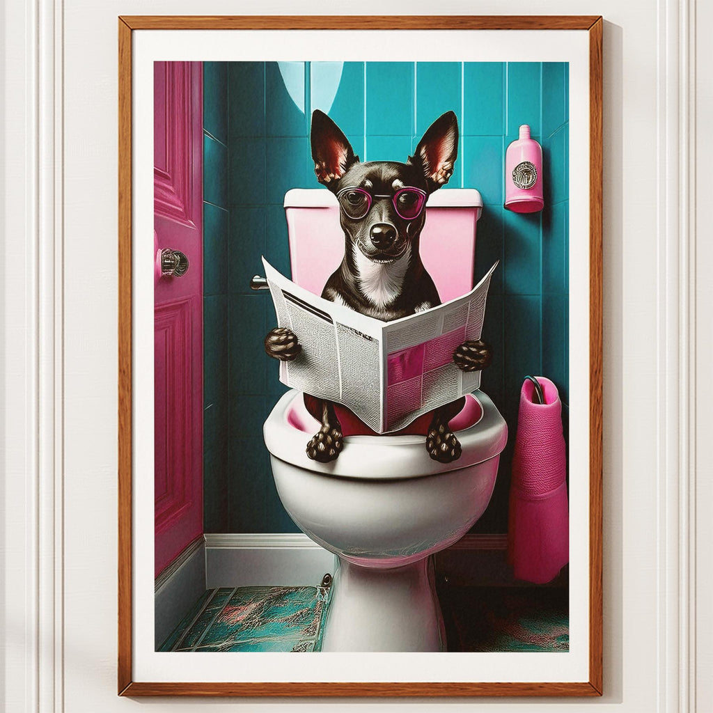 Miniature Pinscher Toilet Dogs PInk and Turquise image 10