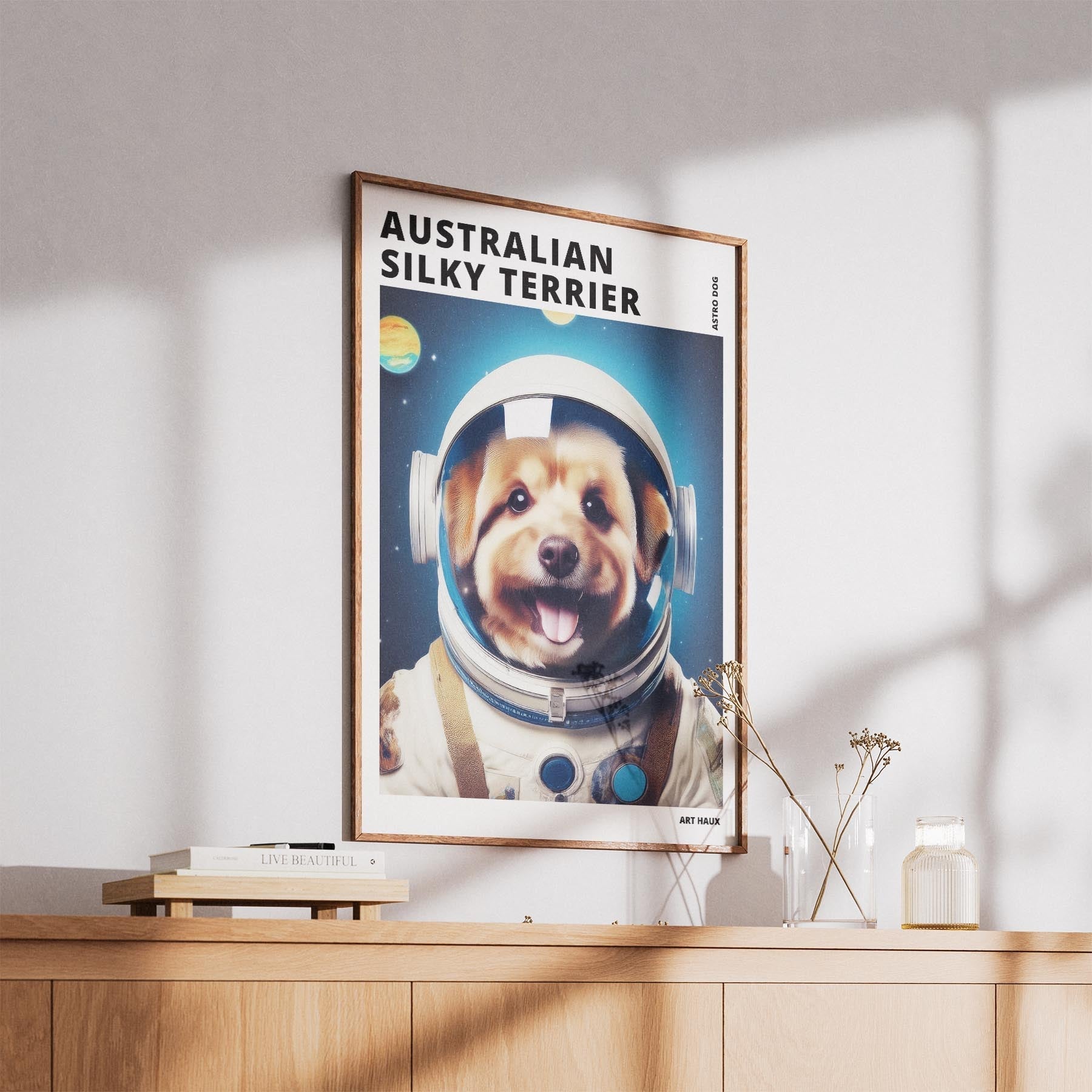 Australian Silky Terrier Astronaut Dog Series with Text Astro Dog image 5