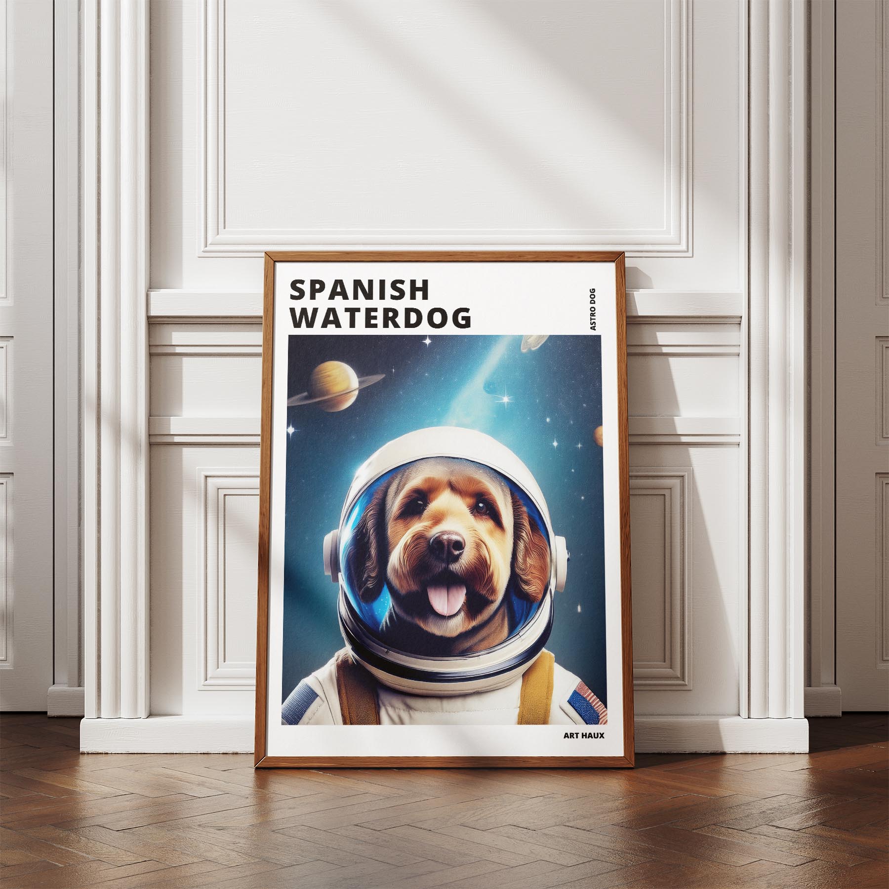 Spanish Water Dog Astronaut Dog Series with Text Astro Dog image 4