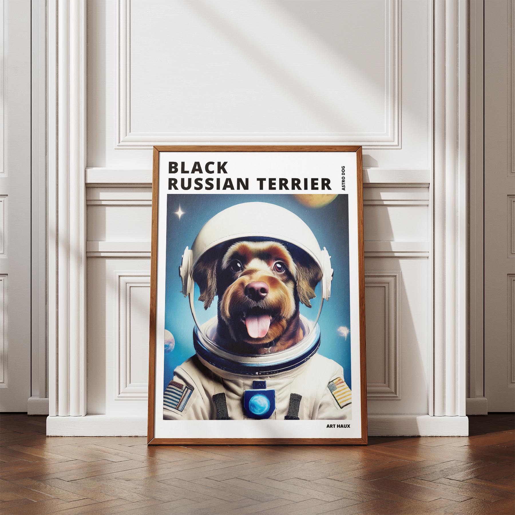 Black Russian Terrier Astronaut Dog Series with Text Astro Dog image 4