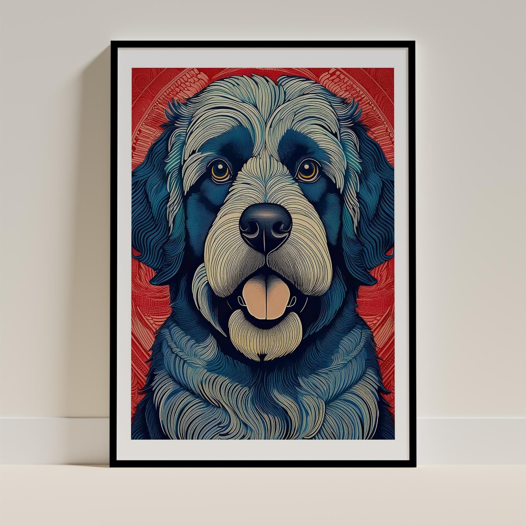 Newfoundland Hokusai Japanese Inspired Dog Series image 0