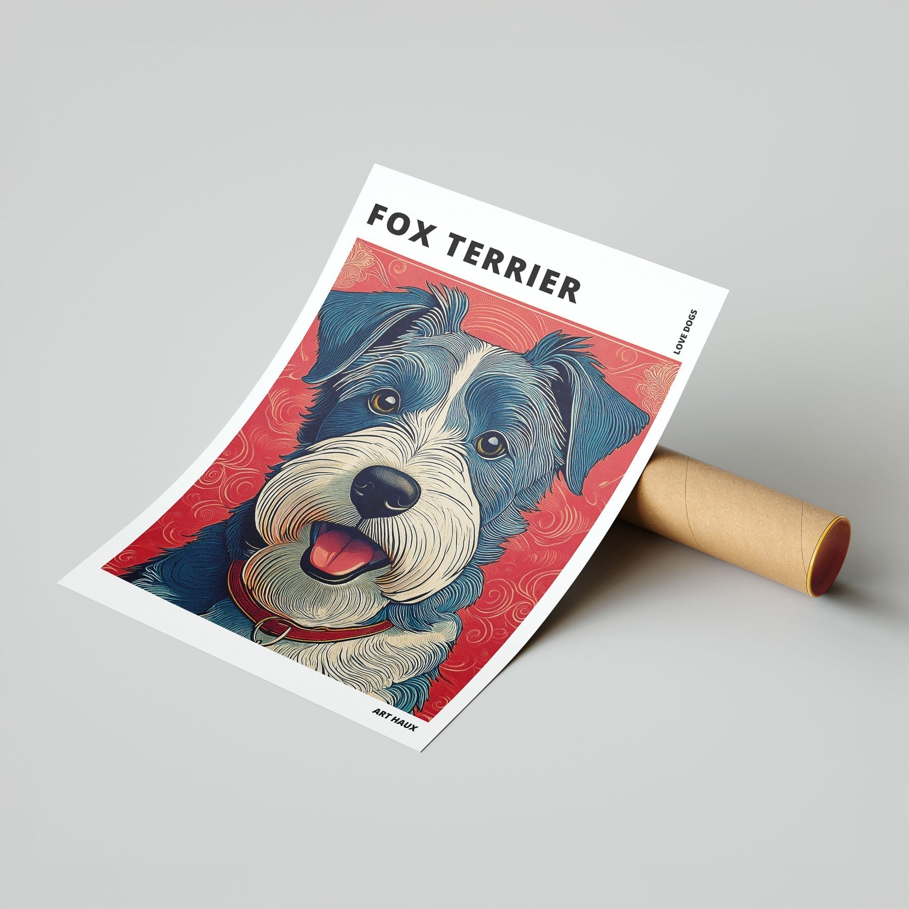 Fox Terrier Hokusai Japanese Inspired Dog Series with Text image 6