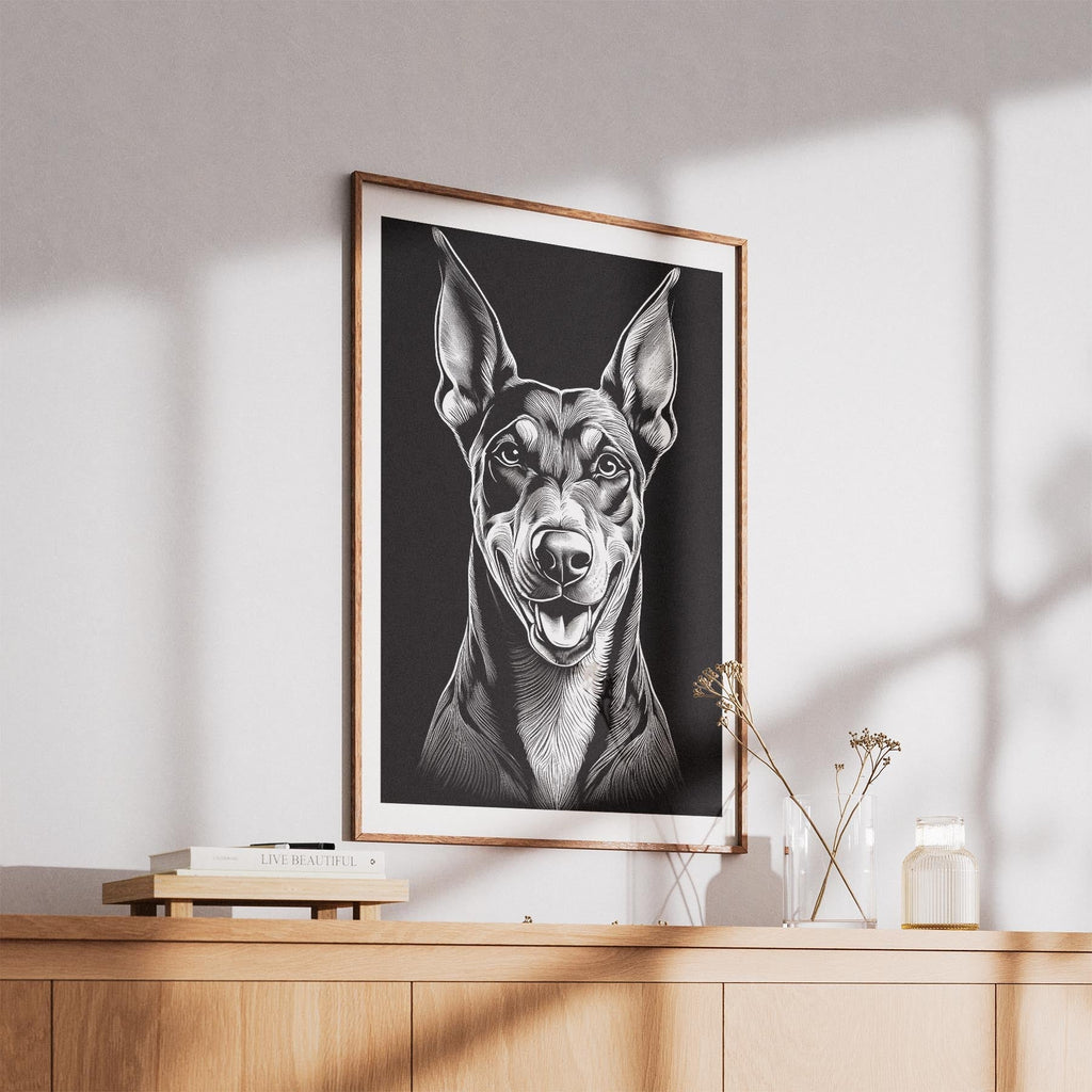 Doberman Line Dog Series in Black and White image 5