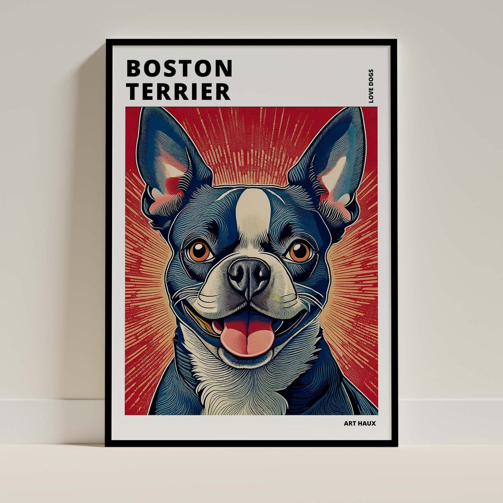 Boston Terrier Hokusai Japanese Inspired Dog Series with Text image 0
