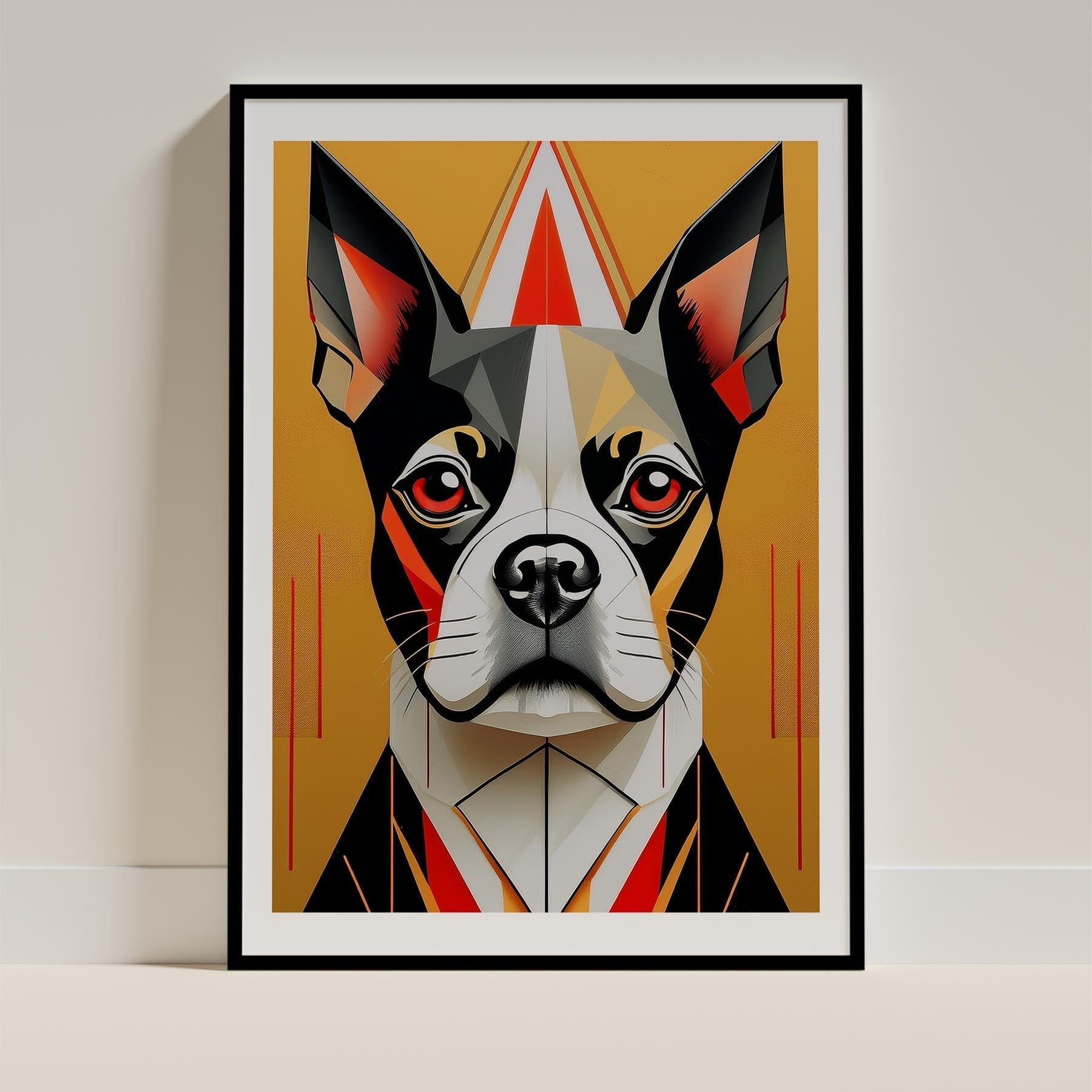 Boston Terrier Geometric Orange Series image 0