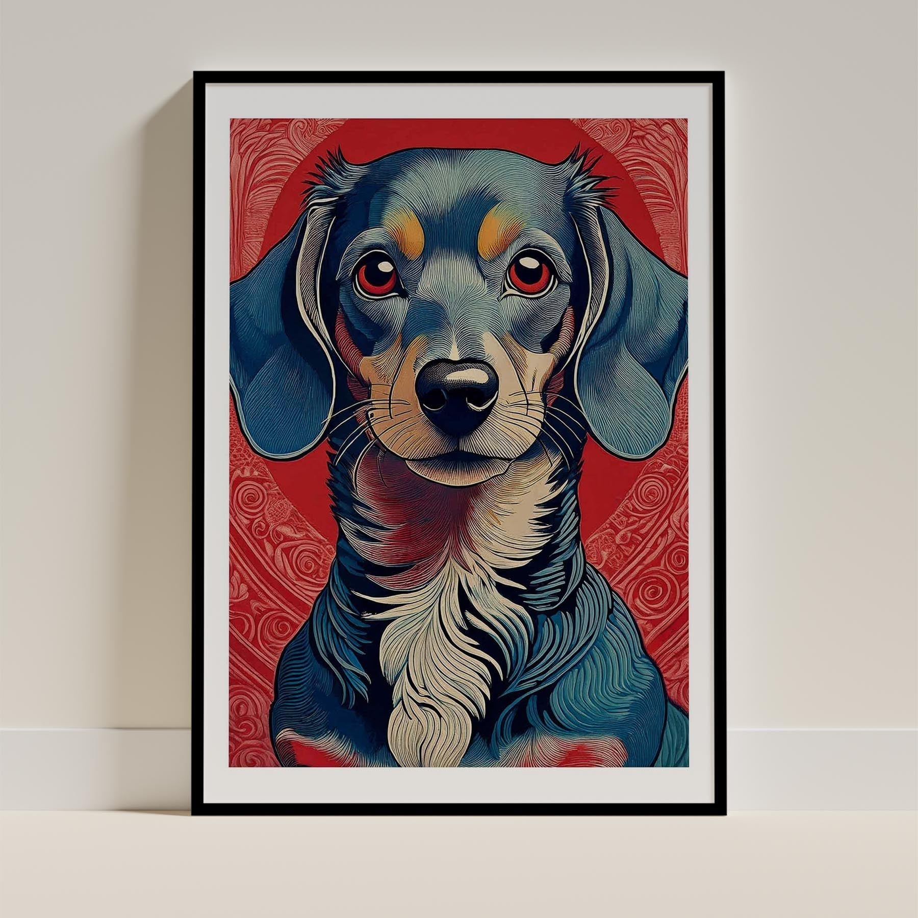 Dachshund Hokusai Japanese Inspired Dog Series image 0