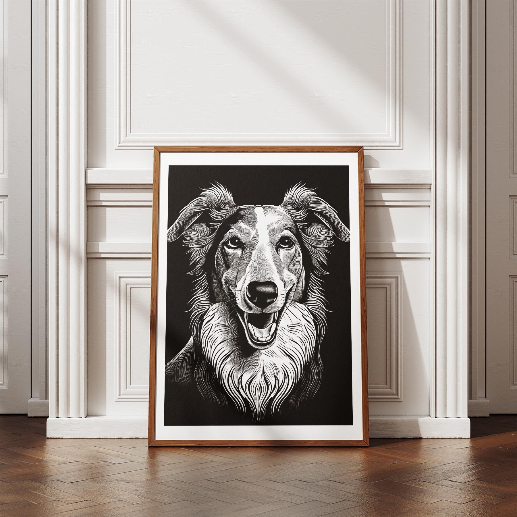 Borzoi Line Dog Series in Black and White image 4