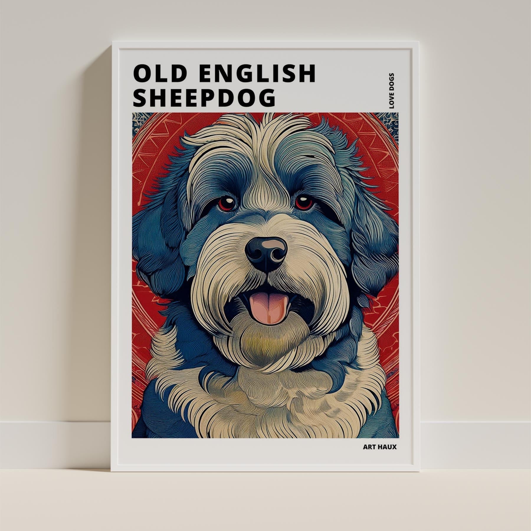 Old English Sheepdog Hokusai Japanese Inspired Dog Series with Text image 8
