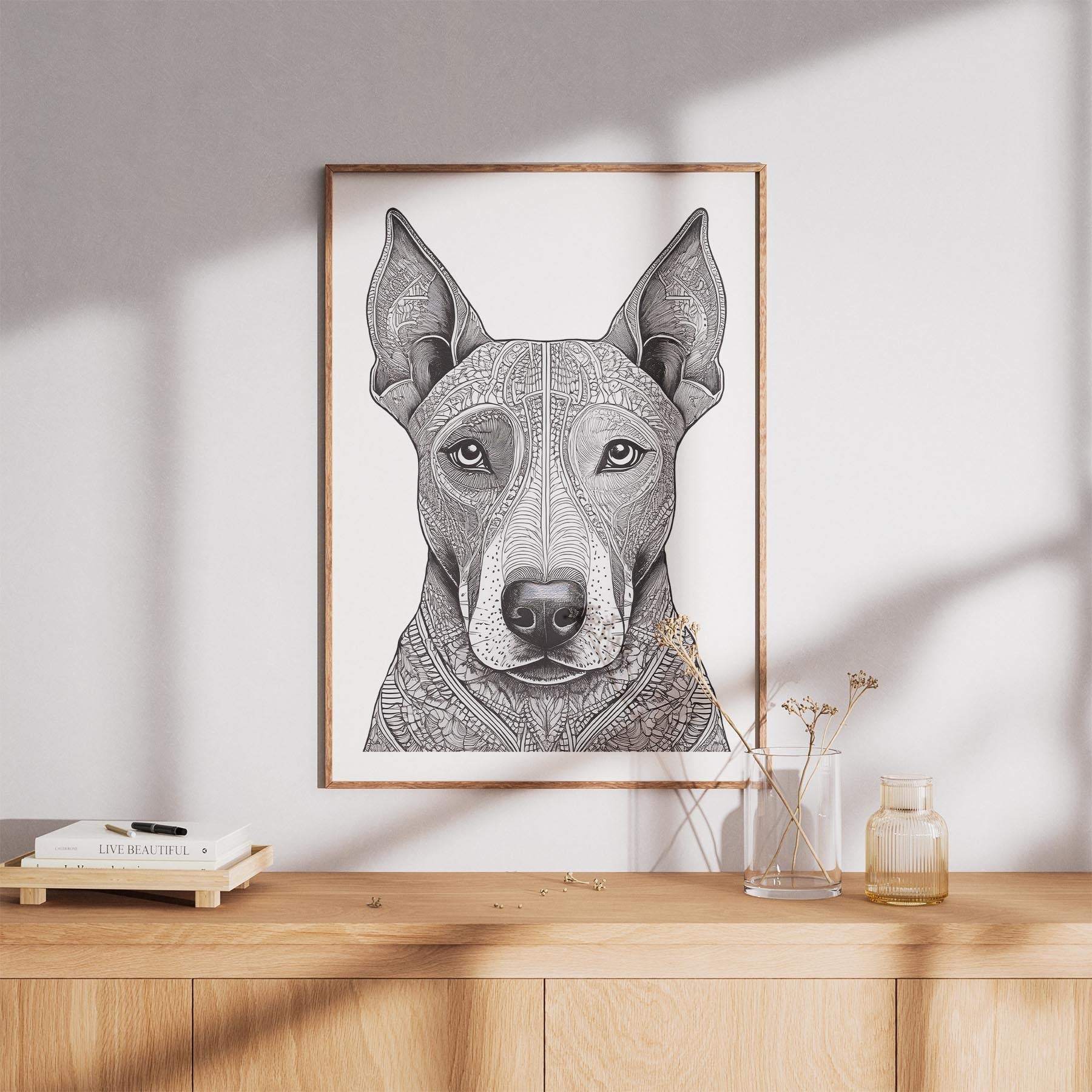 Bull Terrier Mandala Black and White Dog Series image 7