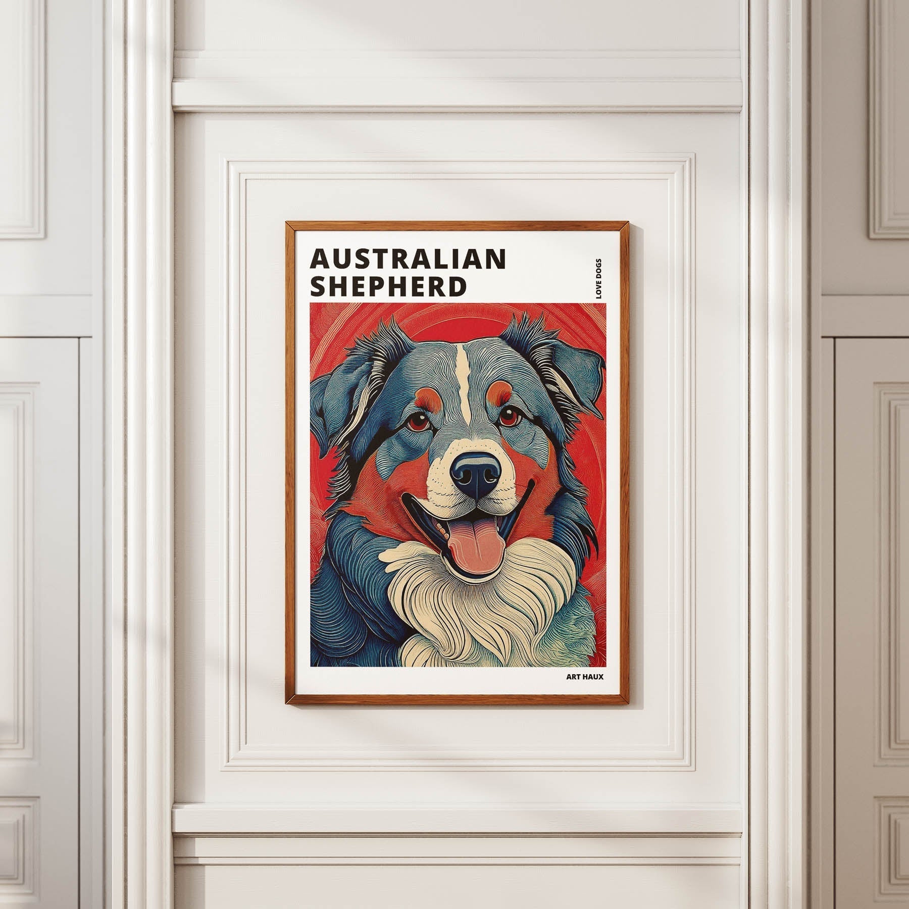 Australian Shepherd Hokusai Japanese Inspired Dog Series with Text image 3