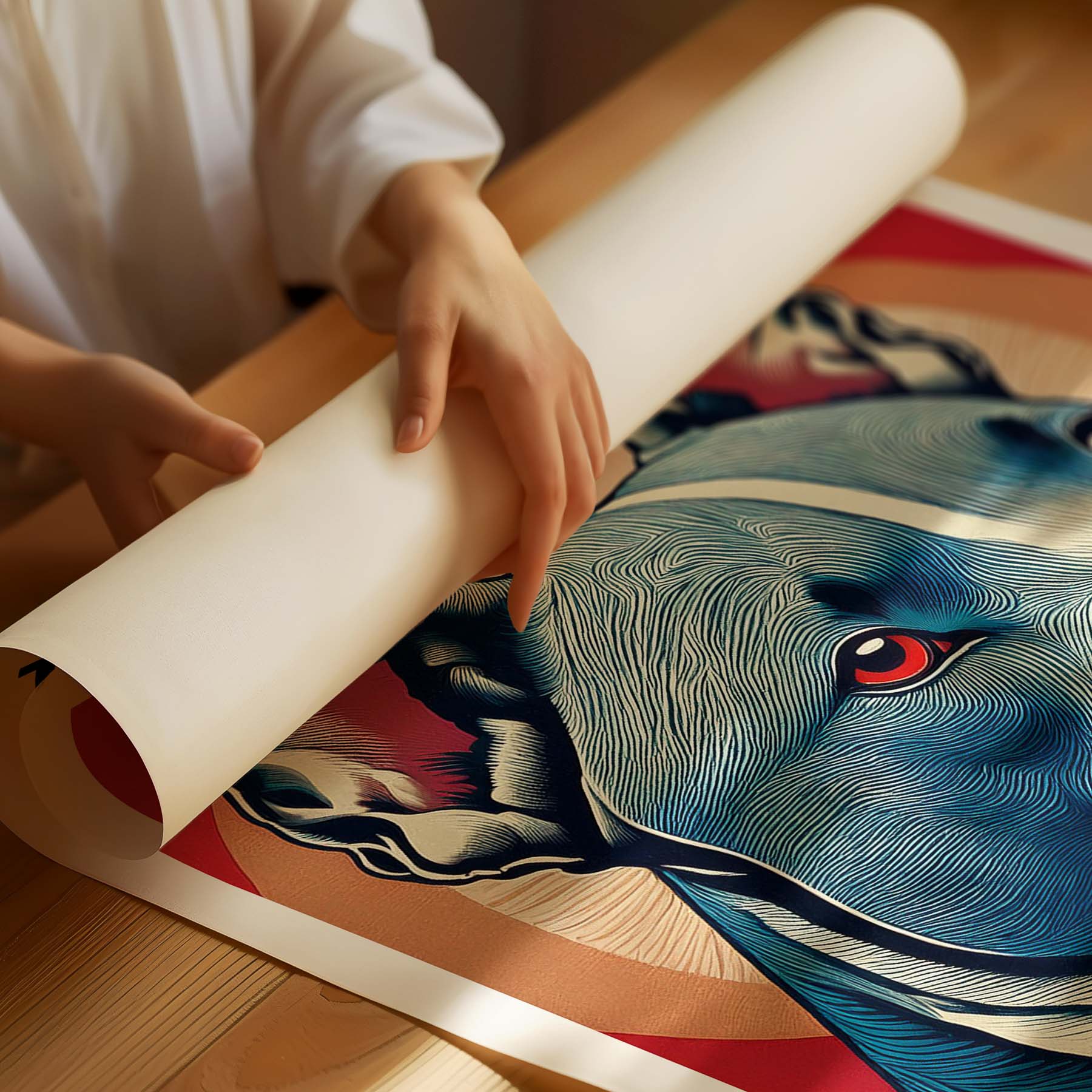 Bull Terrier Hokusai Japanese Inspired Dog Series with Text image 1