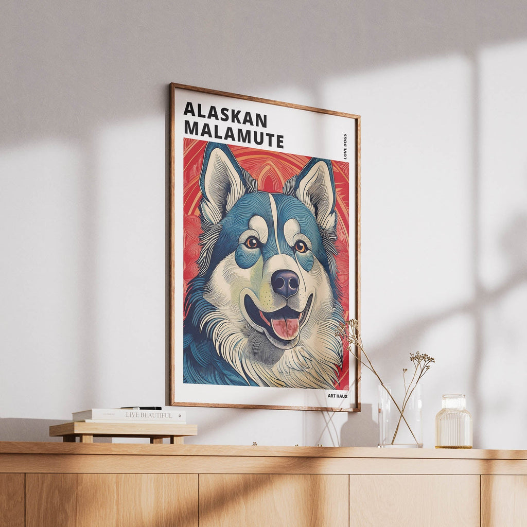 Alaskan Malamute Hokusai Japanese Inspired Dog Series with Text image 5