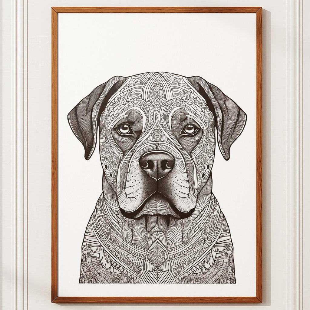 Bullmastiff Mandala Black and White Dog Series image 10