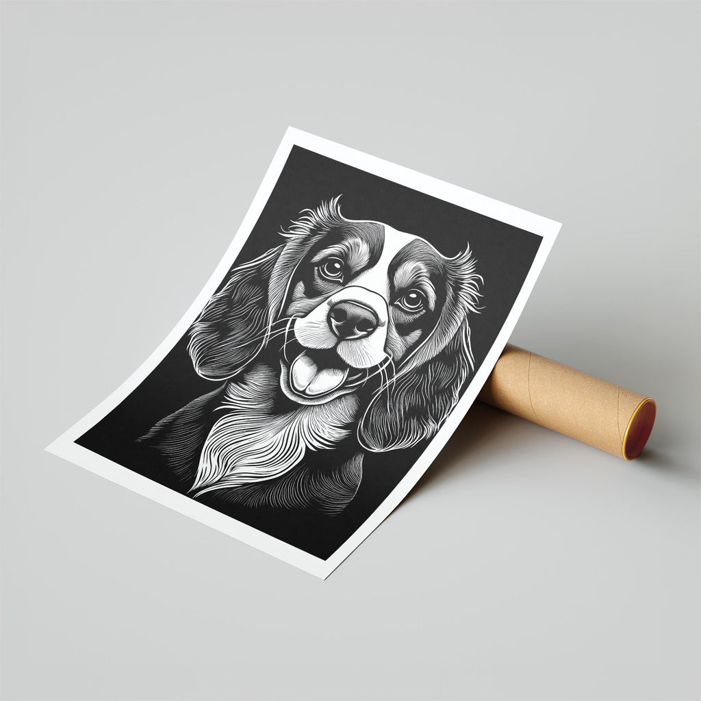 Cavalier Spaniel Line Dog Series in Black and White image 6