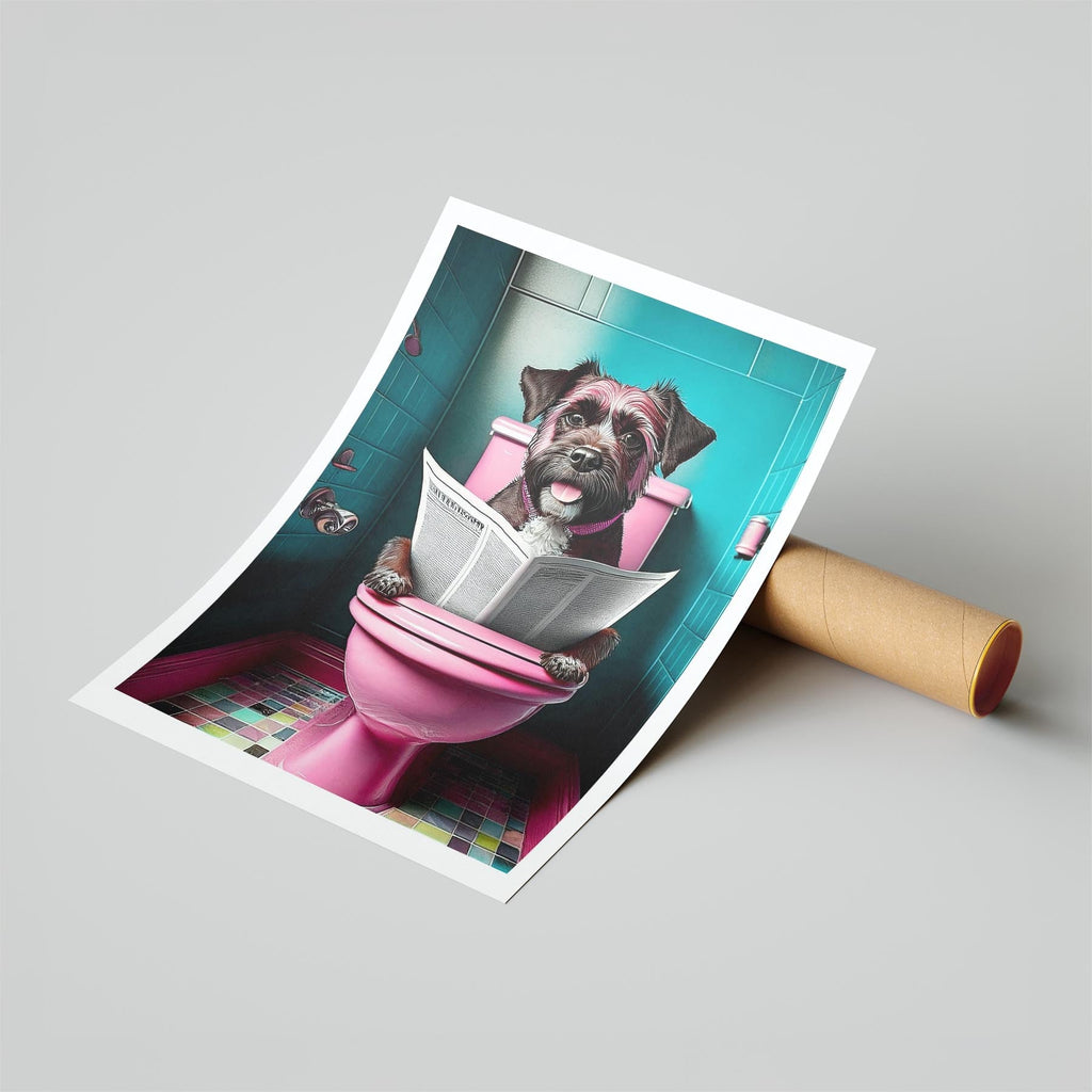 Border Terrier Toilet Dogs PInk and Turquise image 6