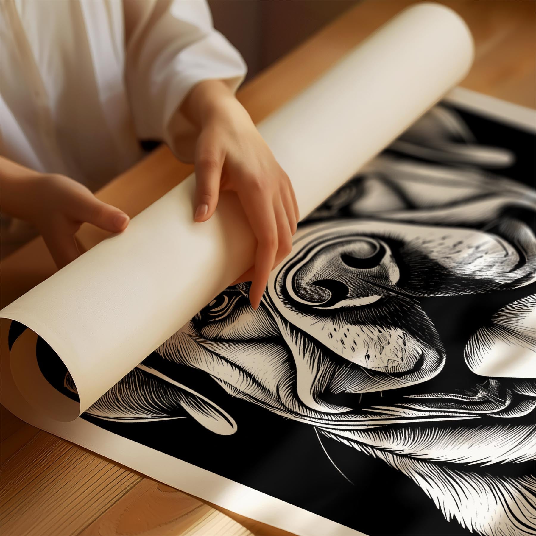 Bullmastiff Line Dog Series in Black and White image 1