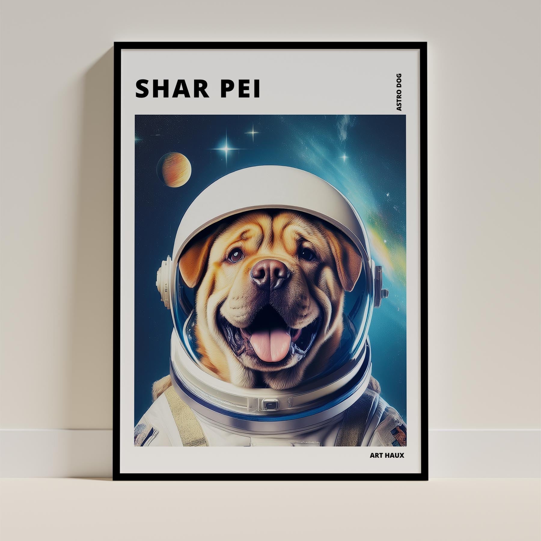 Shar Pei Astronaut Dog Series with Text Astro Dog image 0