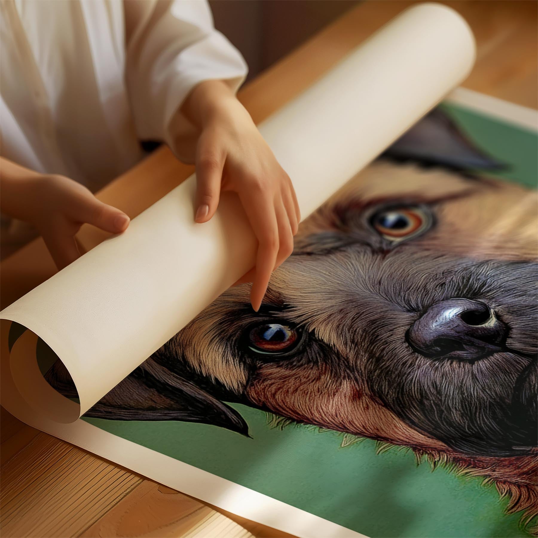 Border Terrier Green Painted Series image 1