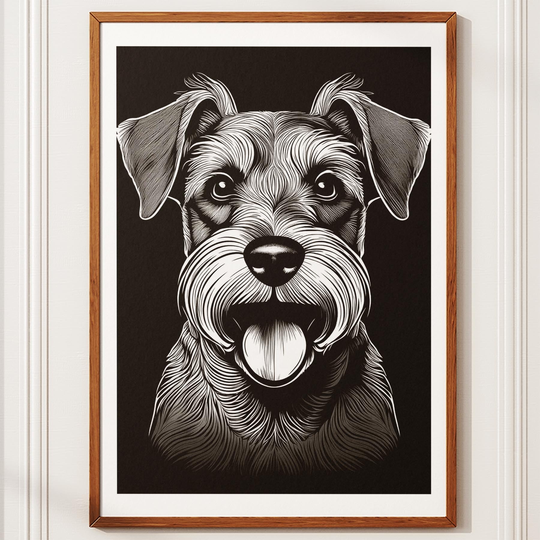 Schnauzer Line Dog Series in Black and White image 10
