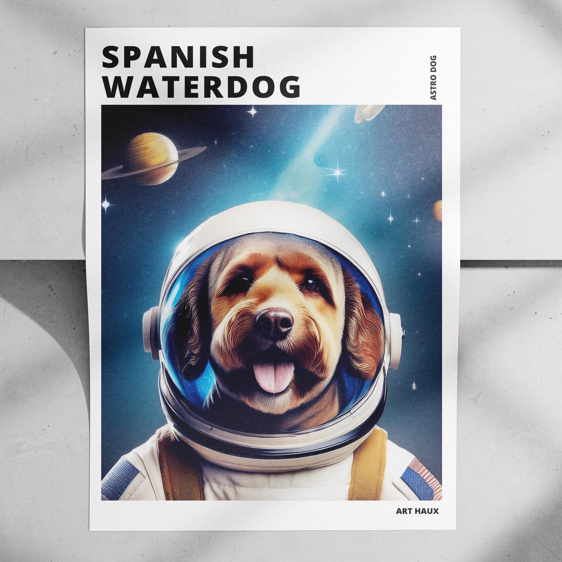 Spanish Water Dog Astronaut Dog Series with Text Astro Dog image 7