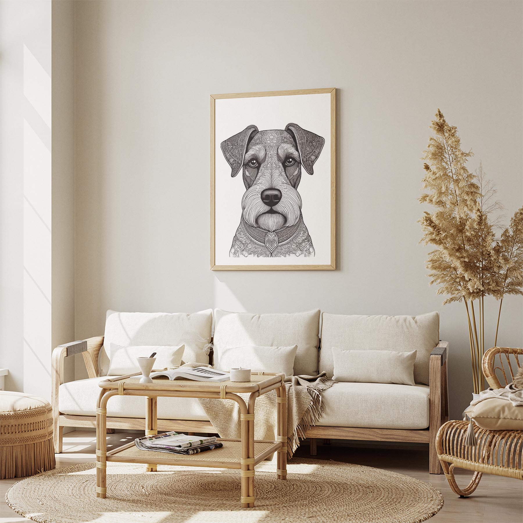 Schnauzer Mandala Black and White Dog Series image 2