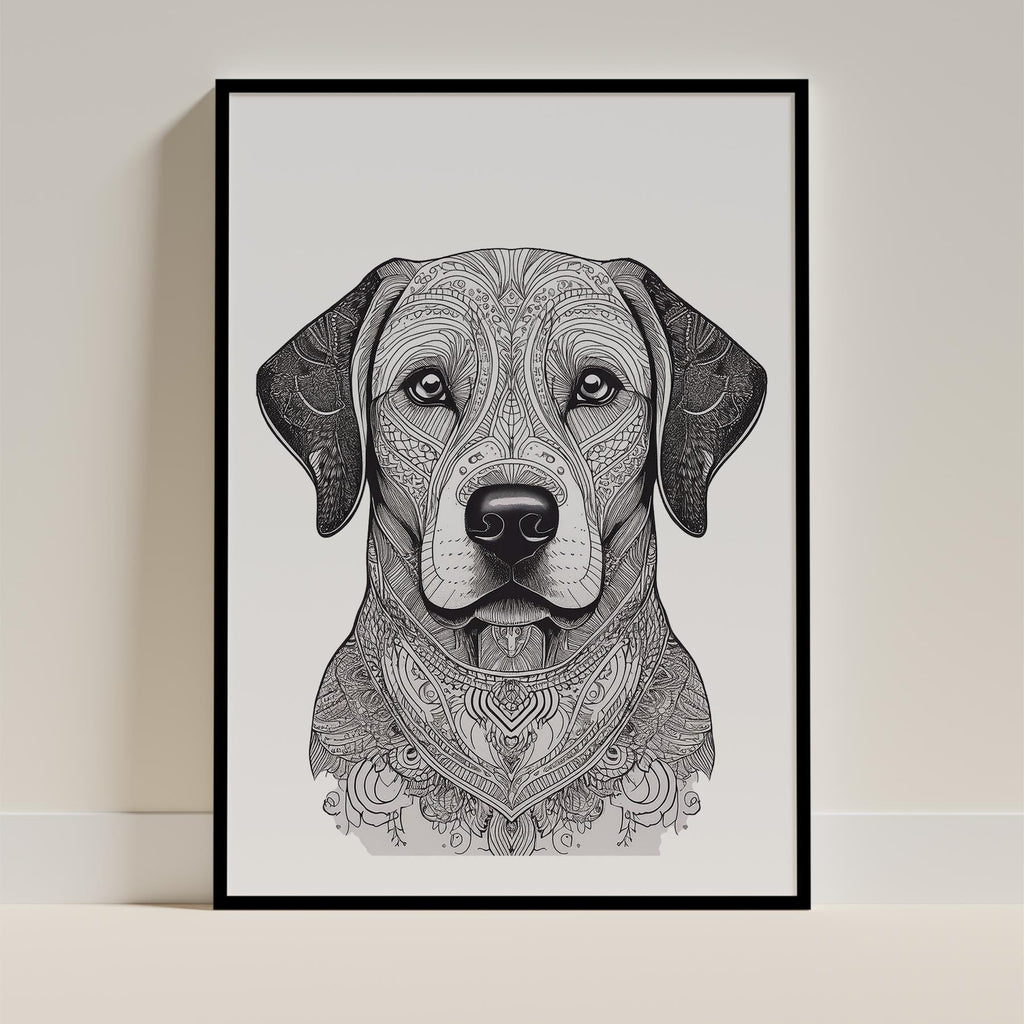 Labrador Retriever Mandala Black and White Dog Series image 0