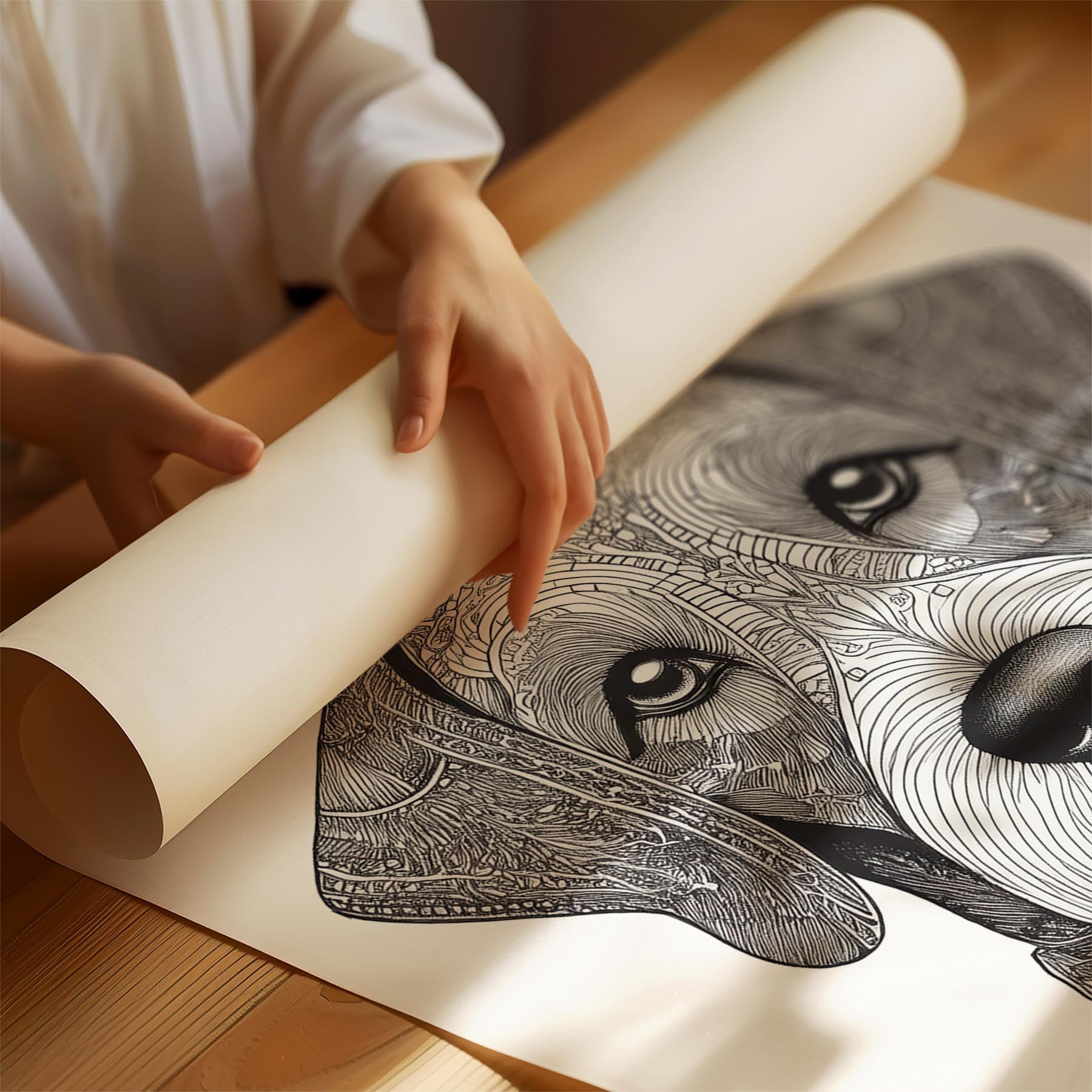 Australian Silky Terrier Mandala Black and White Dog Series image 1