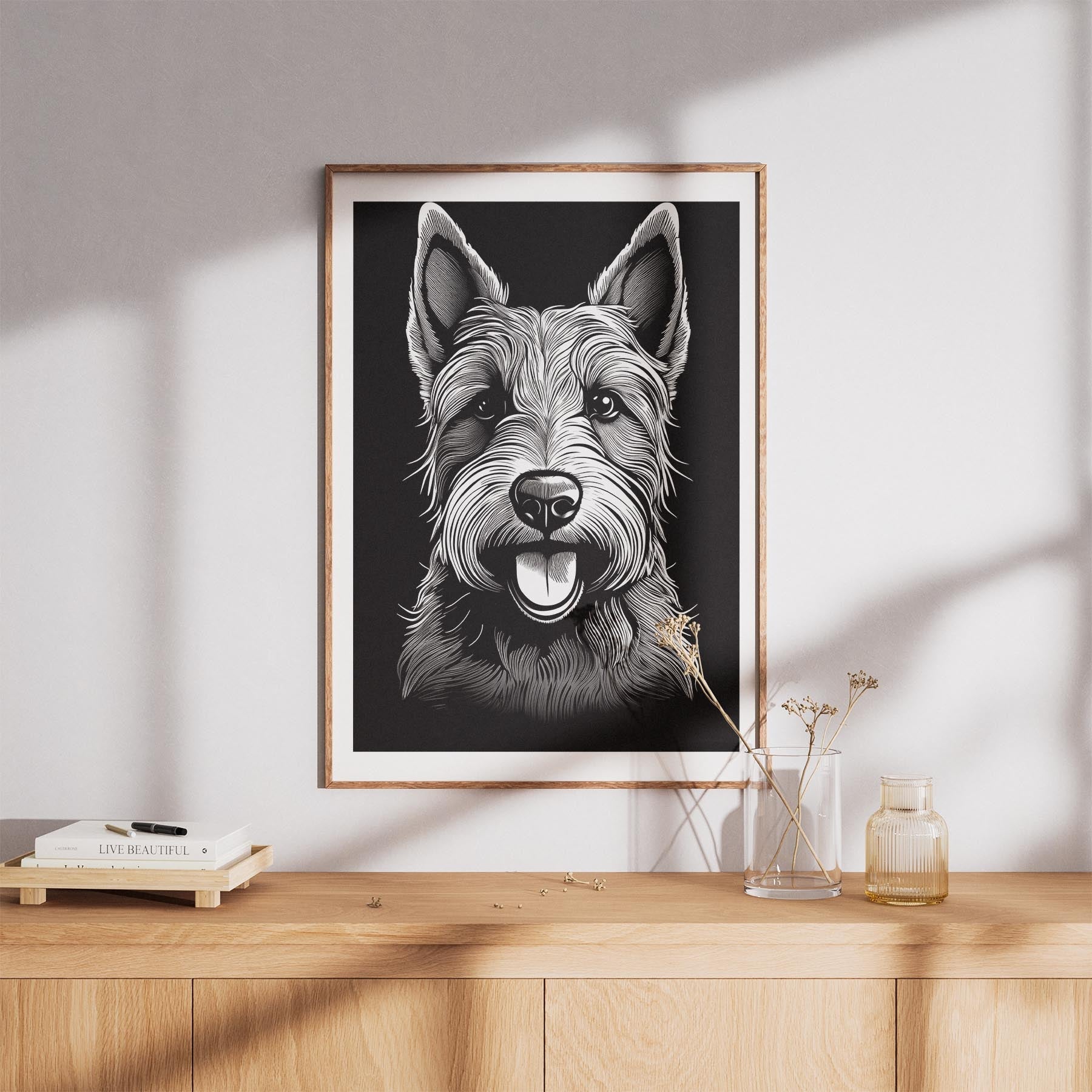 Scottish Terrier Line Dog Series in Black and White image 8