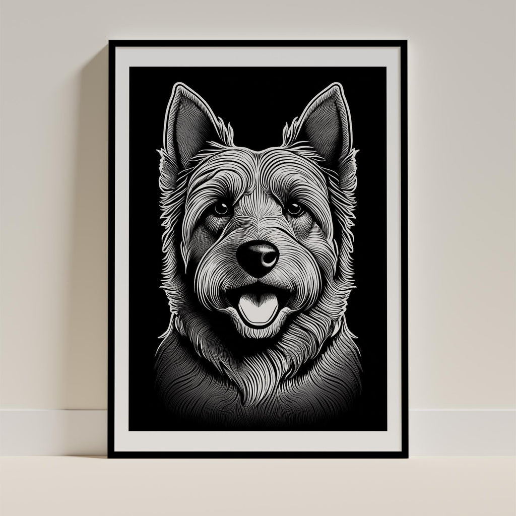 Australian Silky Terrier Line Dog Series in Black and White image 0