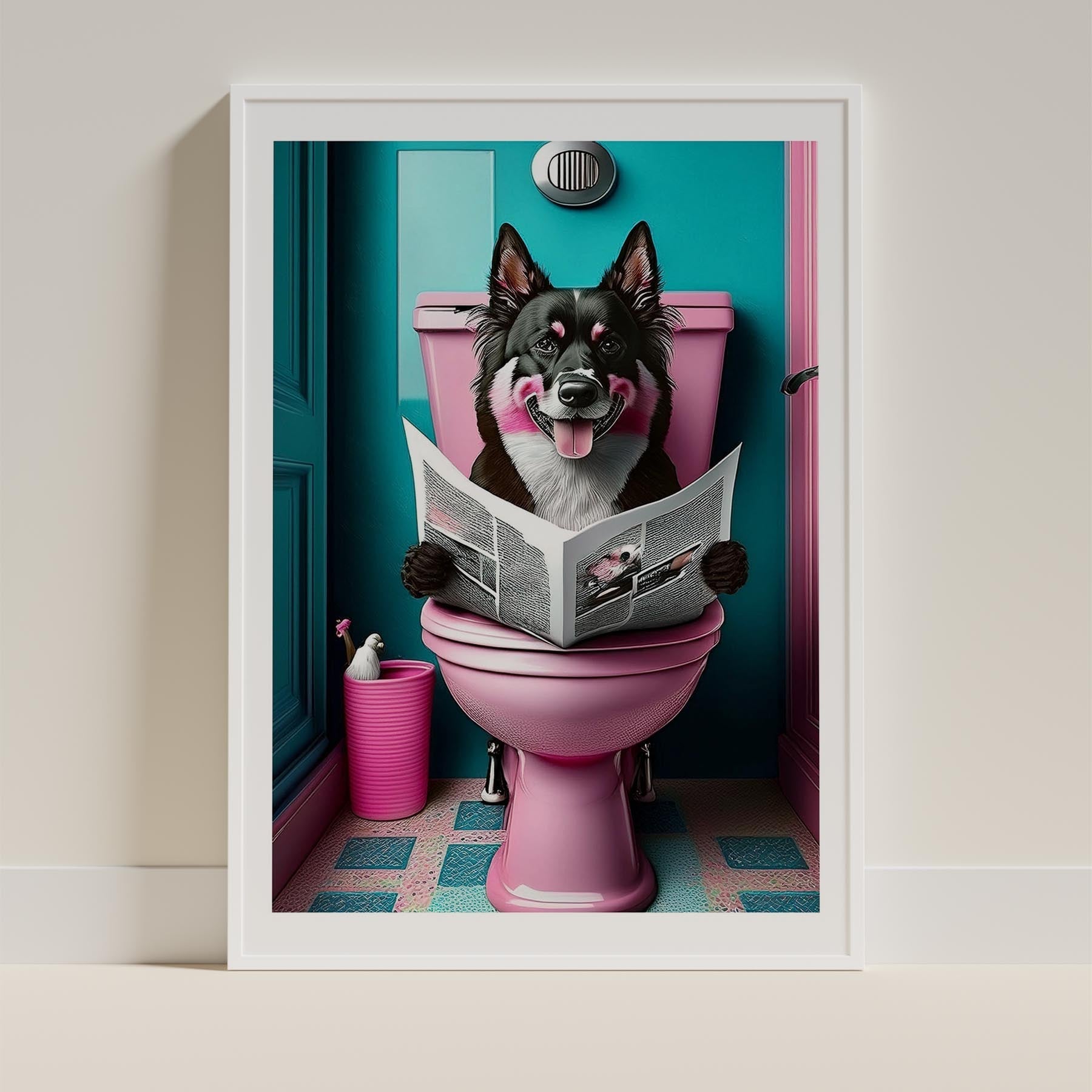 Finnish Lapphund Toilet Dogs PInk and Turquise image 9
