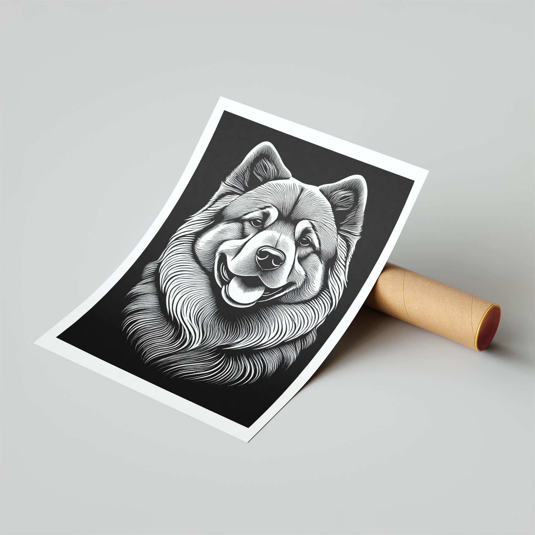 Chow Chow Line Dog Series in Black and White image 6