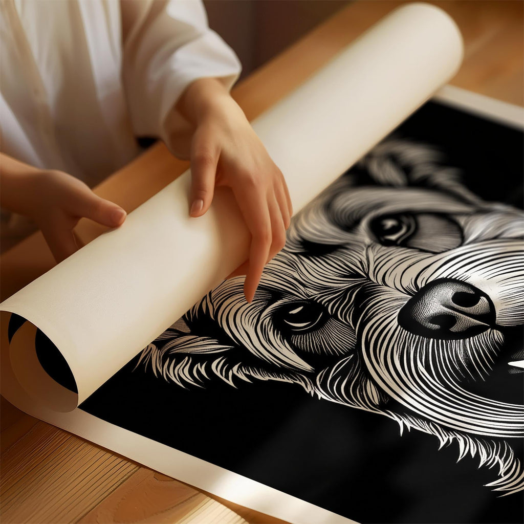 Black Russian Terrier Line Dog Series in Black and White image 1