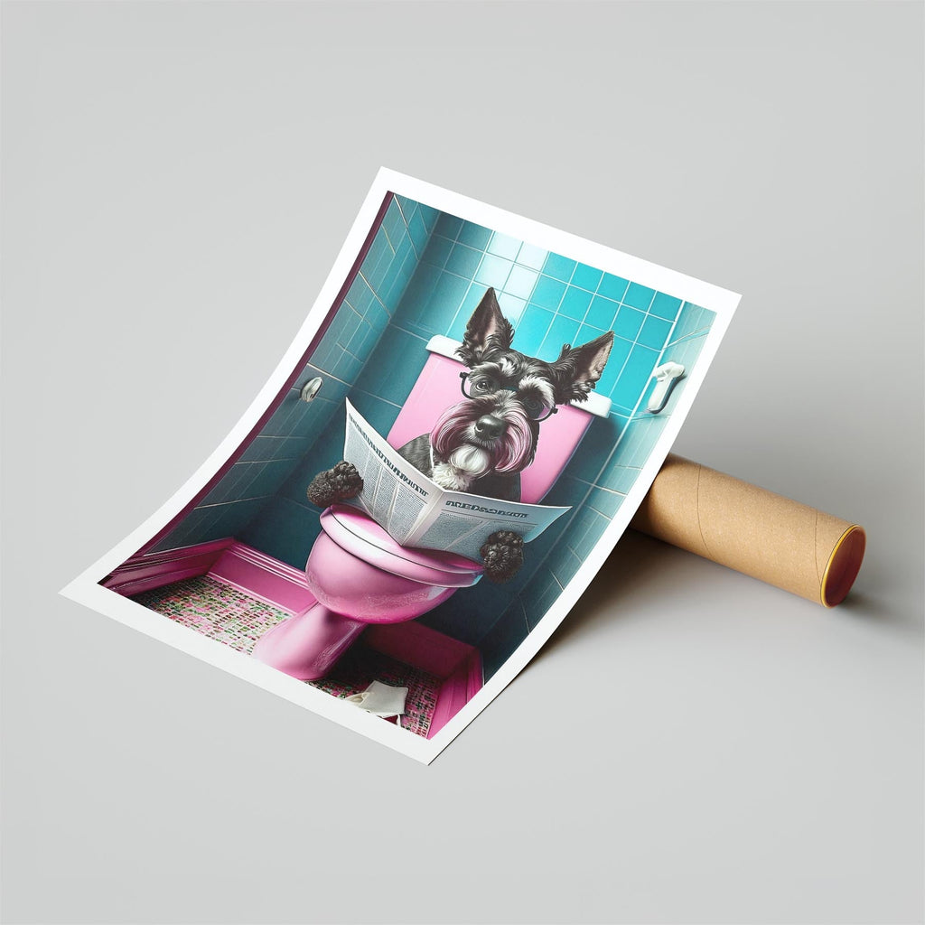 Schnauzer Toilet Dogs PInk and Turquise image 6