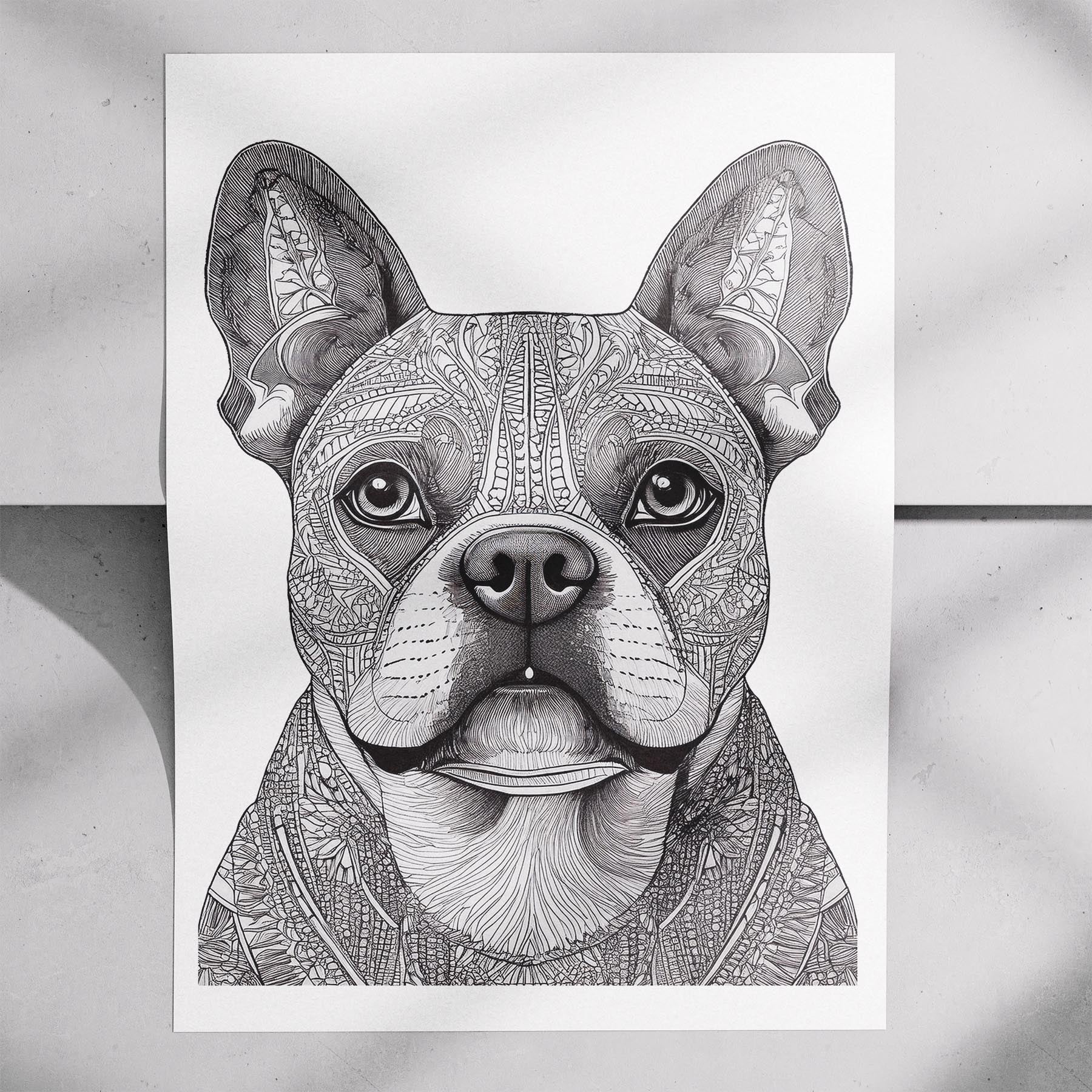 French Bulldog Mandala Black and White Dog Series image 7