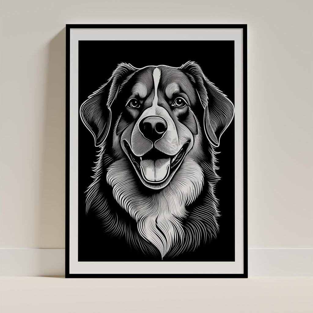 Bernese Mountain Dog Line Dog Series in Black and White image 0