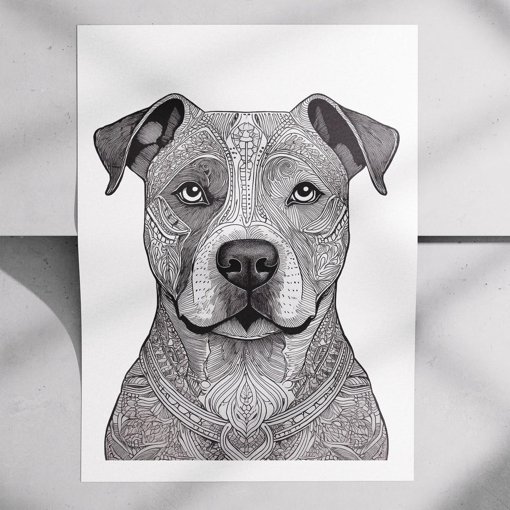 Staffordshire Bull Terrier Mandala Black and White Dog Series image 7