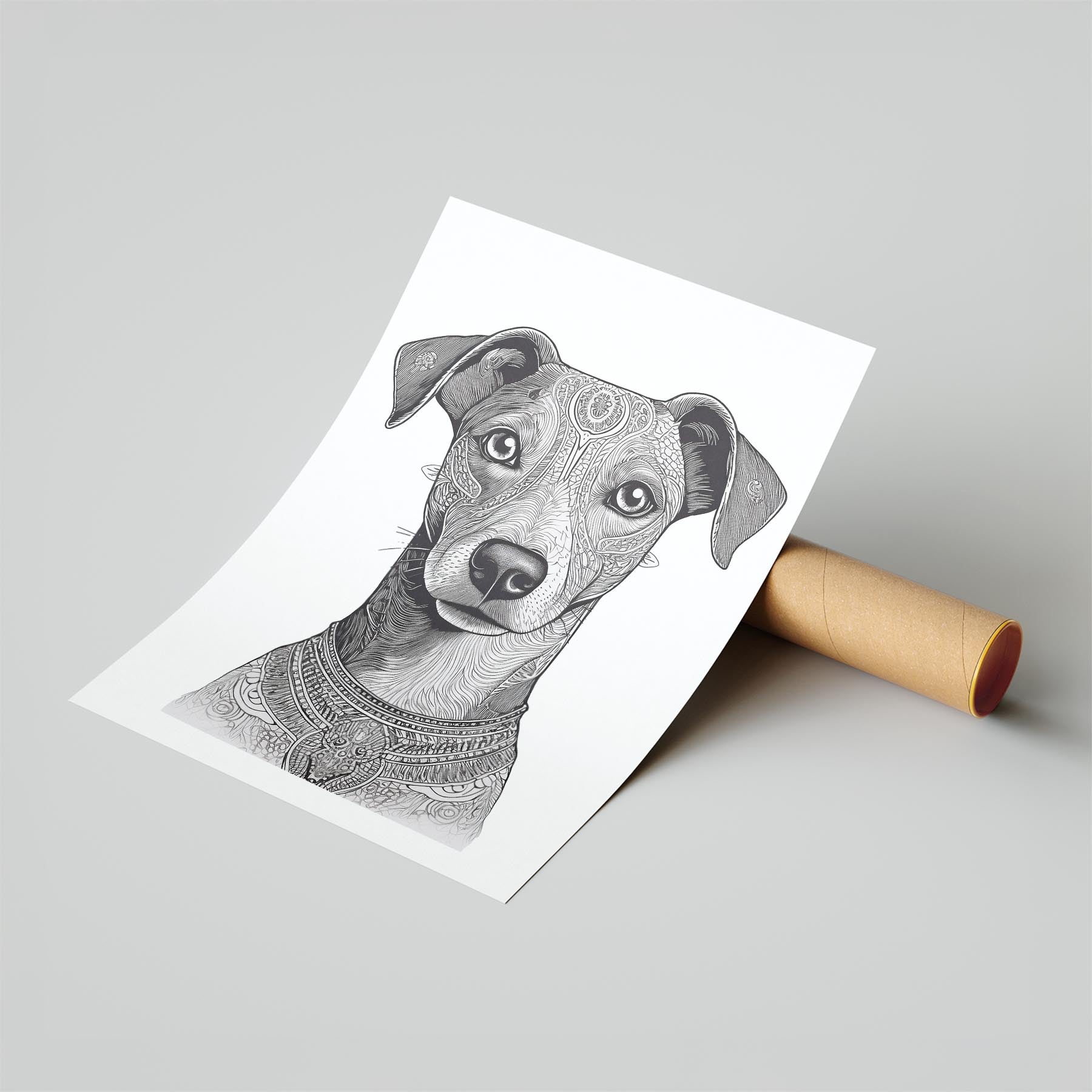 Whippet Mandala Black and White Dog Series image 6